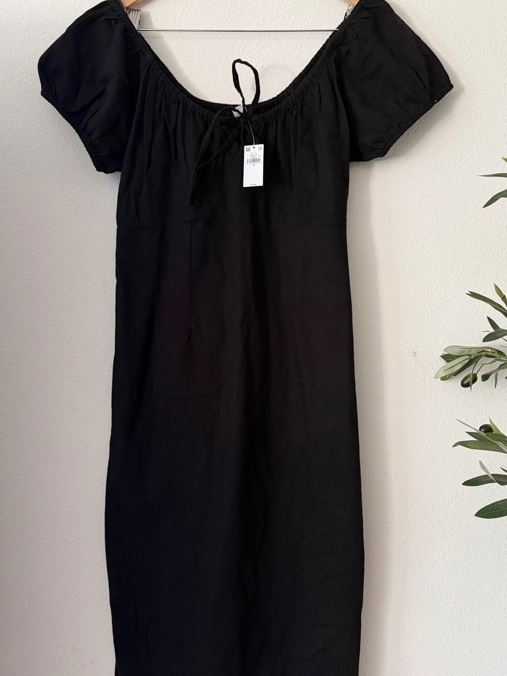 Old Navy Black Tie-Front Scoop Neck Midi Dress 100% cotton - Picture 5 of 7